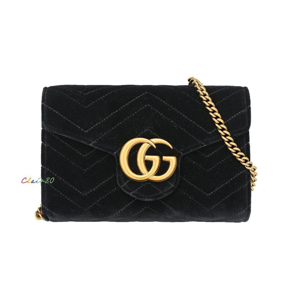 Gucci GG Marmont Matelassé Velvet Chain Bag - Picture 1 of 8